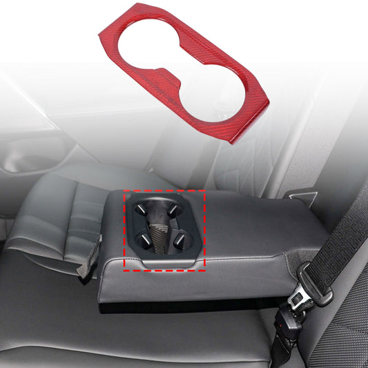 Red Carbon Fiber Armrest Box Rear Cup Holder Cover For BMW 5 Series G60 i5 2024+ 1