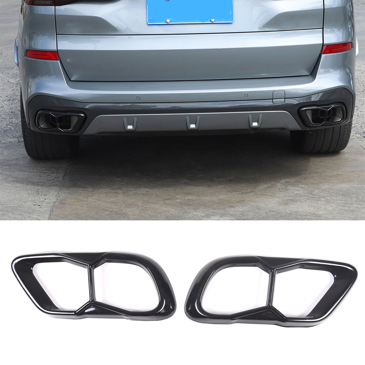 Black Rear Tail Pipe Cover Trim For BMW X5 X6 X7 M60 2019+ 16