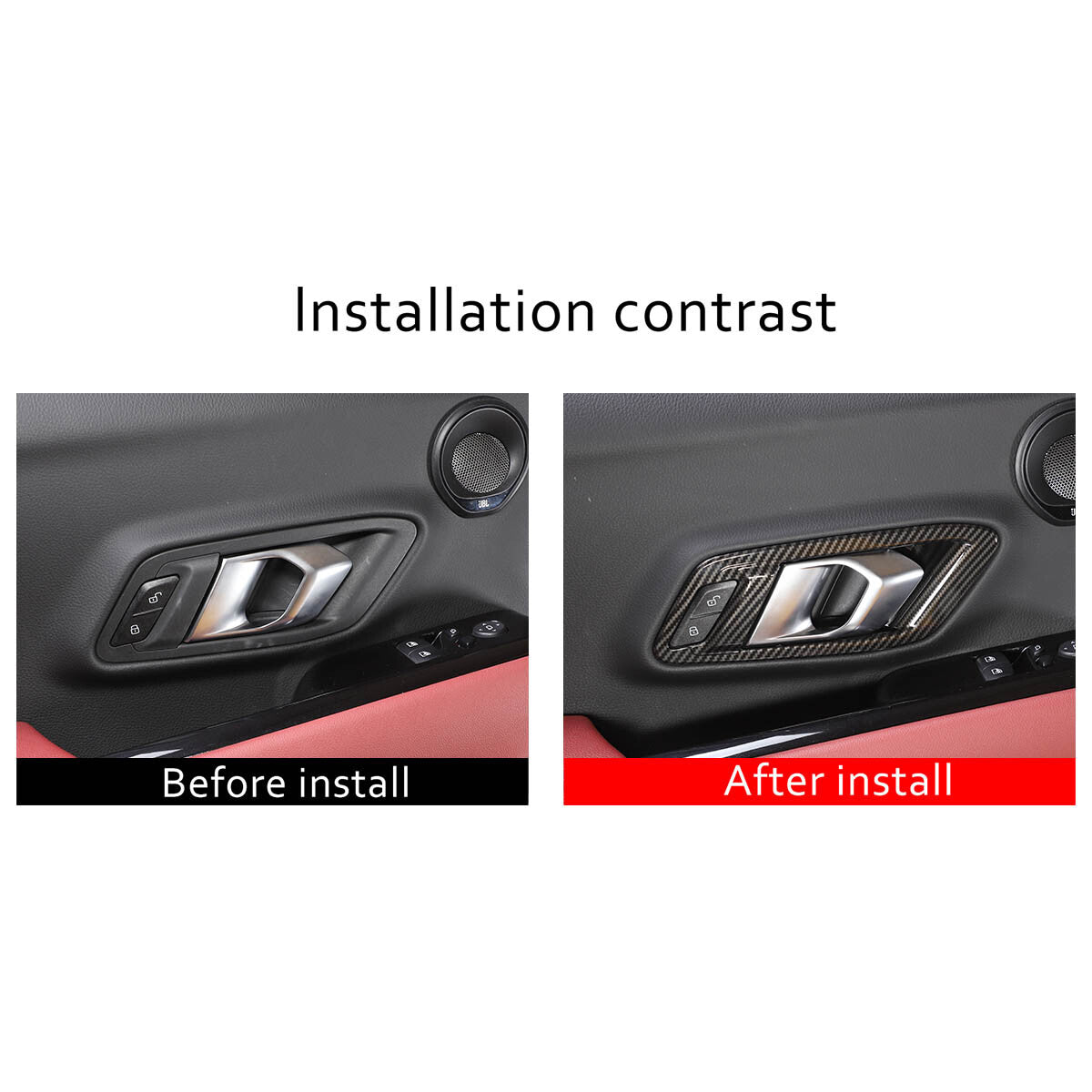 ABS Carbon Fiber Interior Door Handle Cover Trim Frame For Toyota Supra 19-24 4