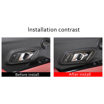 ABS Carbon Fiber Interior Door Handle Cover Trim Frame For Toyota Supra 19-24 4