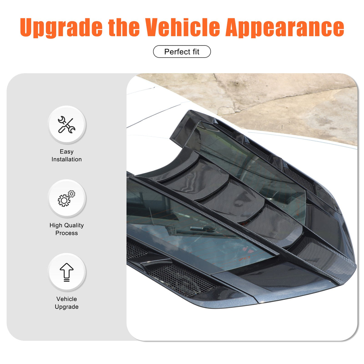 Carbon Fiber ABS Rear Split Window Applique Louver Trim For Corvette C8 Z51 20+ 6