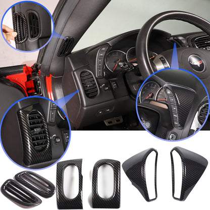 ABS Carbon Fiber Dashboard Interior Air Outlet Trim Set For Corvette C6 05-13 US 2
