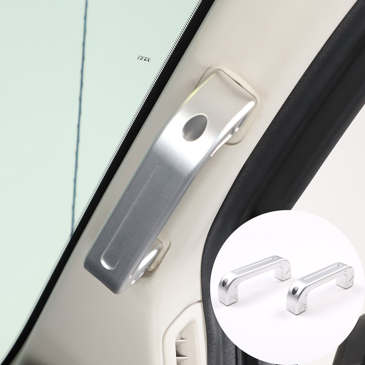 Silver Interior A-Pillar Grab Handle Trim Frame For Nissan Titan 2016-2023 17