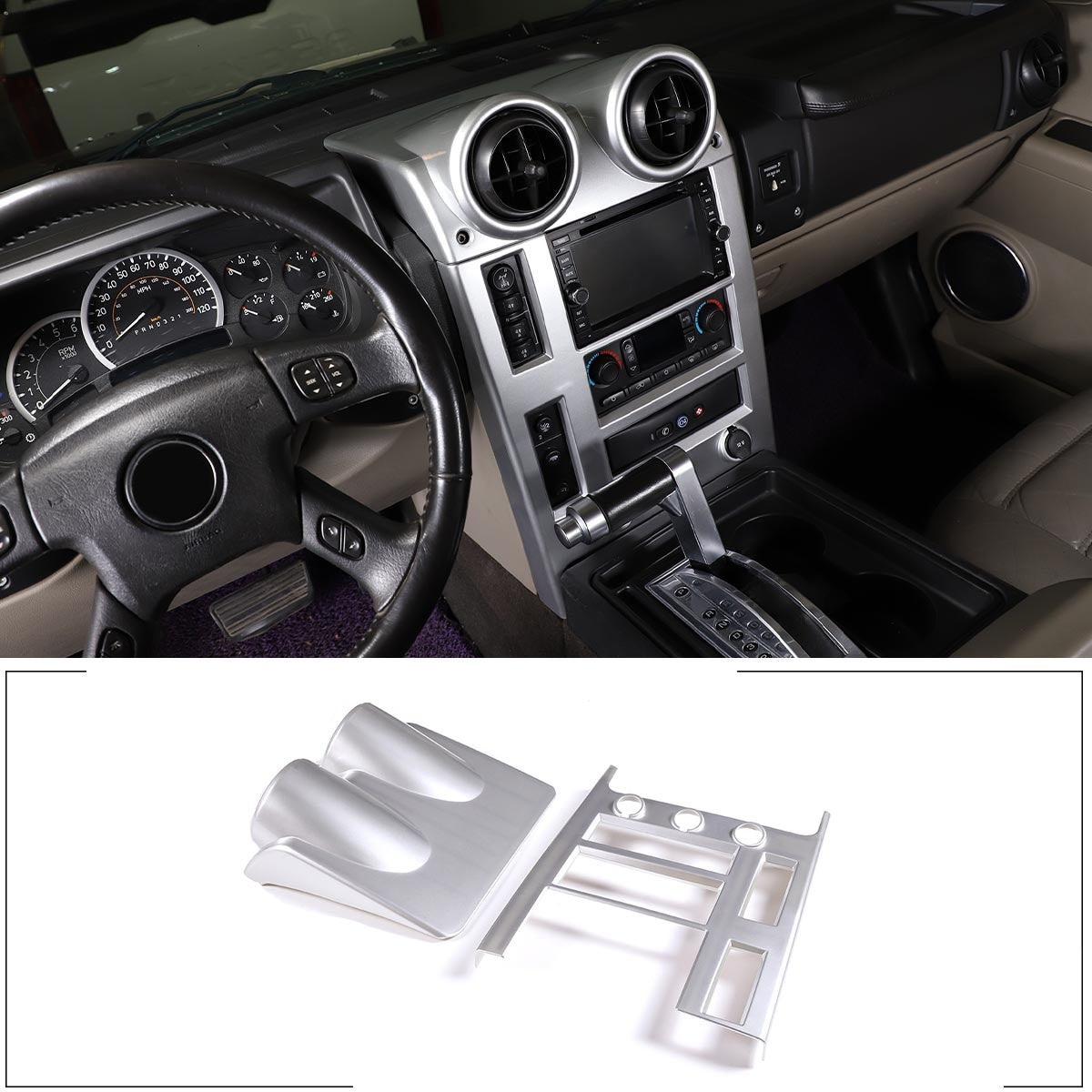 Silver Interior Air Condition Panel Cover Trim For Hummer H2 2003-2007 9