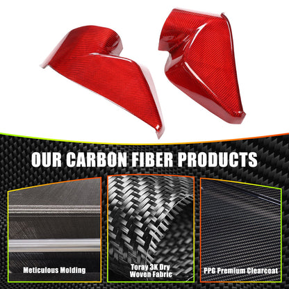 Red Real Carbon Fiber Dashboard Side Trim ForCorvette C8 Stingray Z06 Z51 2020+ 17