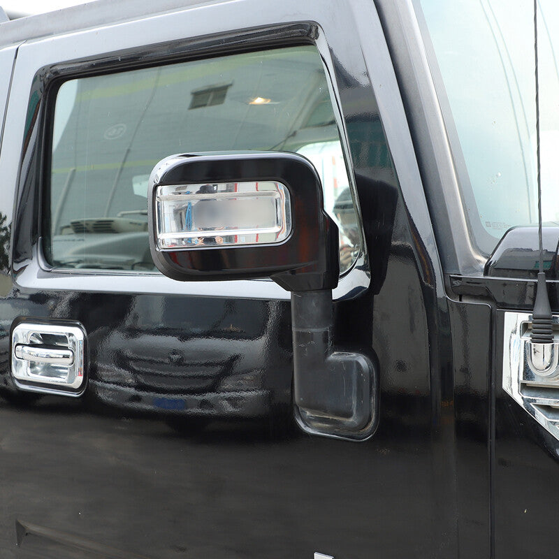 Glossy Black Side Door Mirror Cover Trims Moulding For 2003-09 Hummer H2 SUV SUT 11