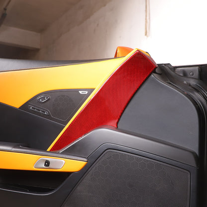 Red Carbon Fiber Interior Cab Door Panel Decoration Cover For C7 Corvette 14-19 4