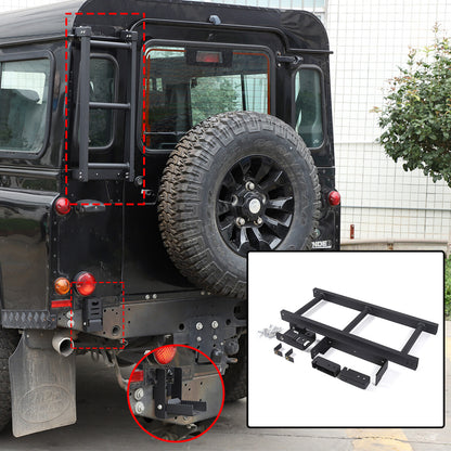 Black Alloy Back Tail Door Roof Ladder Climb For LR Defender 90 110 130 2004-18 1
