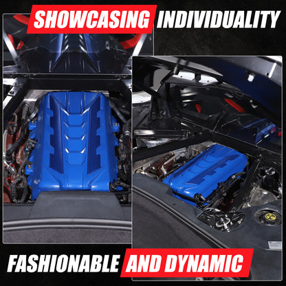 Blue Engine Bay Panel Cover Trim in Edge Blue For Corvette Coupe C8 2020-2026 20