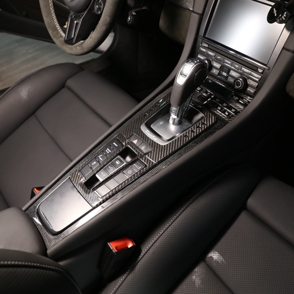 Real Carbon Fiber Center Console Gear Panel Trim Set for Porsche 718 911 12-18 17