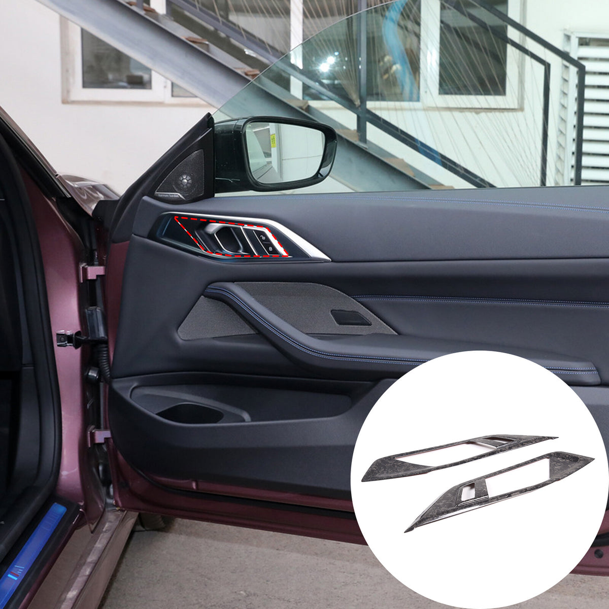 Forged Carbon Fiber Inner Door Handle Frame Cover Trim For BMW 4 Series 2022-24 14