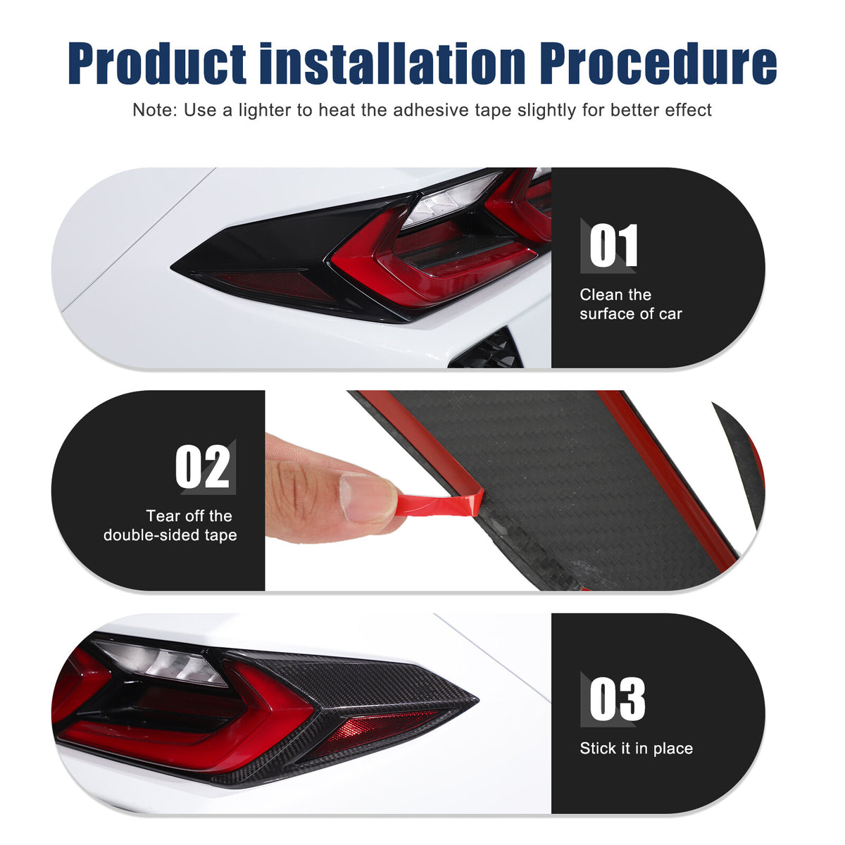 Real Carbon Fiber Rear Taillight Side Trim Cover for Corvette C8 2020+ US 4