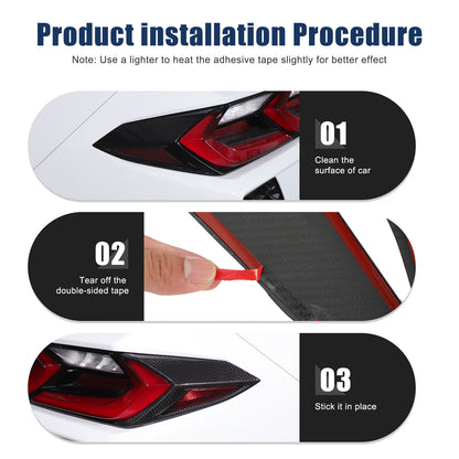 Real Carbon Fiber Rear Taillight Side Trim Cover for Corvette C8 2020+ US 4