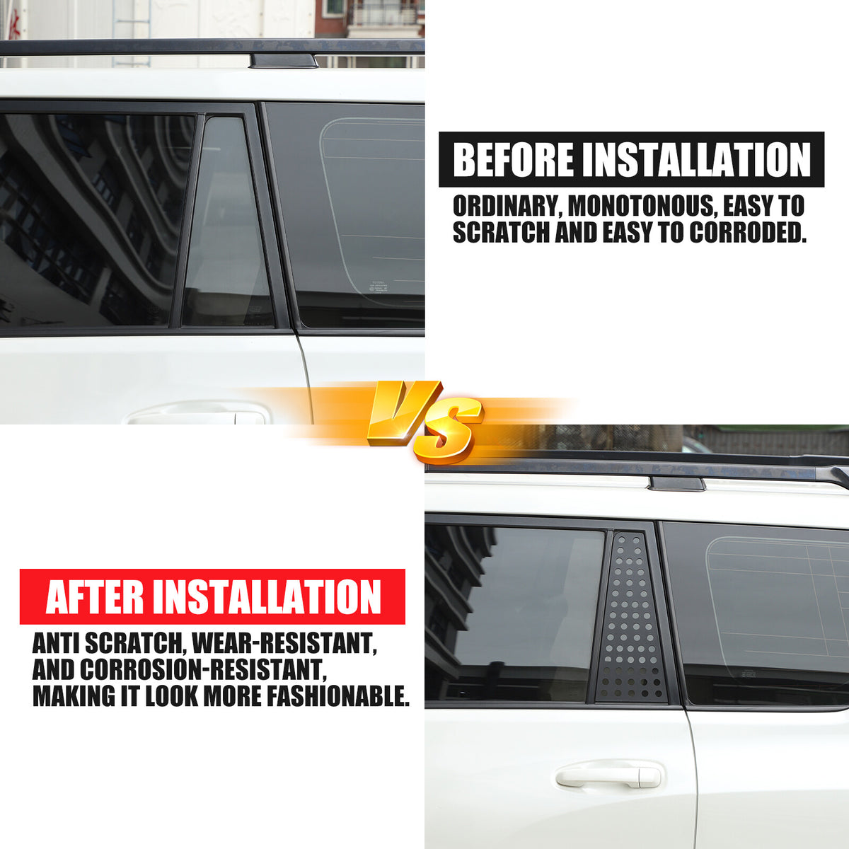 C-pillar Triangular Window Plate Trim For Toyota Land Cruiser Prado 10-23 US 10