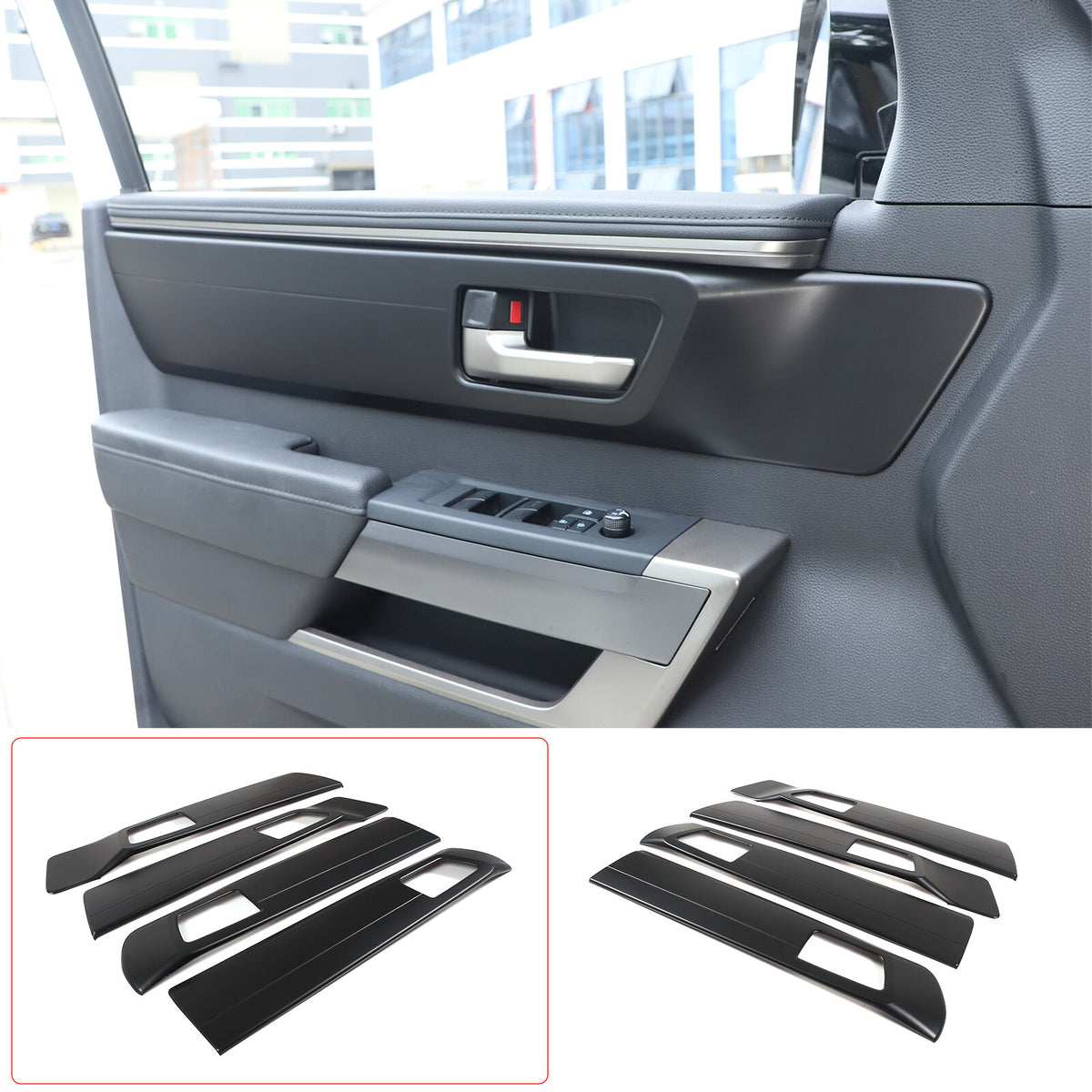 Matte Black Inner Interior Door Handle Panel Trim Cover For Toyota Tundra 2022+ 3
