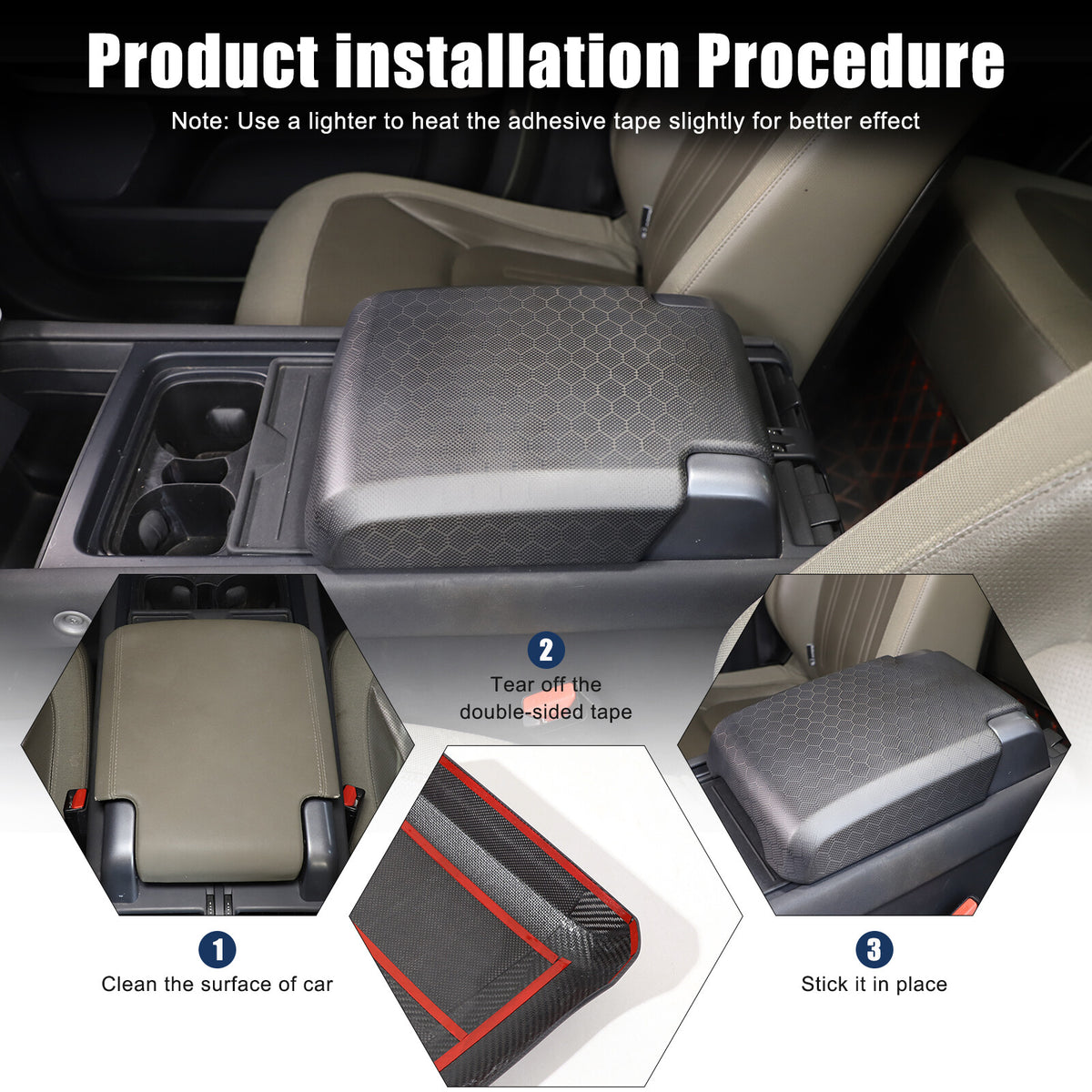 Matte Honeycomb Carbon Fiber Storage Armrest Cover For Land Rover Defender 2020+ 20