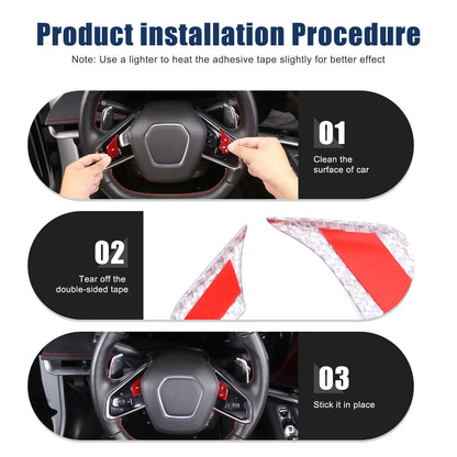 Red Real Carbon Fiber Full Interior Set Decor Trim Kit for Corvette C8 20-25 - Styles 51-55 44