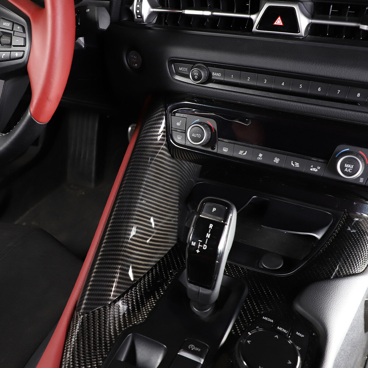 ABS Carbon Fiber Interior Gear Shift Panel Side Trim For Toyota Supra 19-24 6