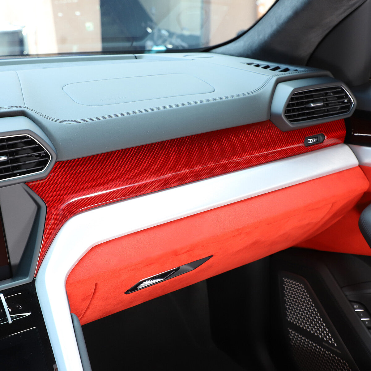 Red Carbon fiber Front Dashboard Strip Cover Trim For Lamborghni Urus 2018-23 5