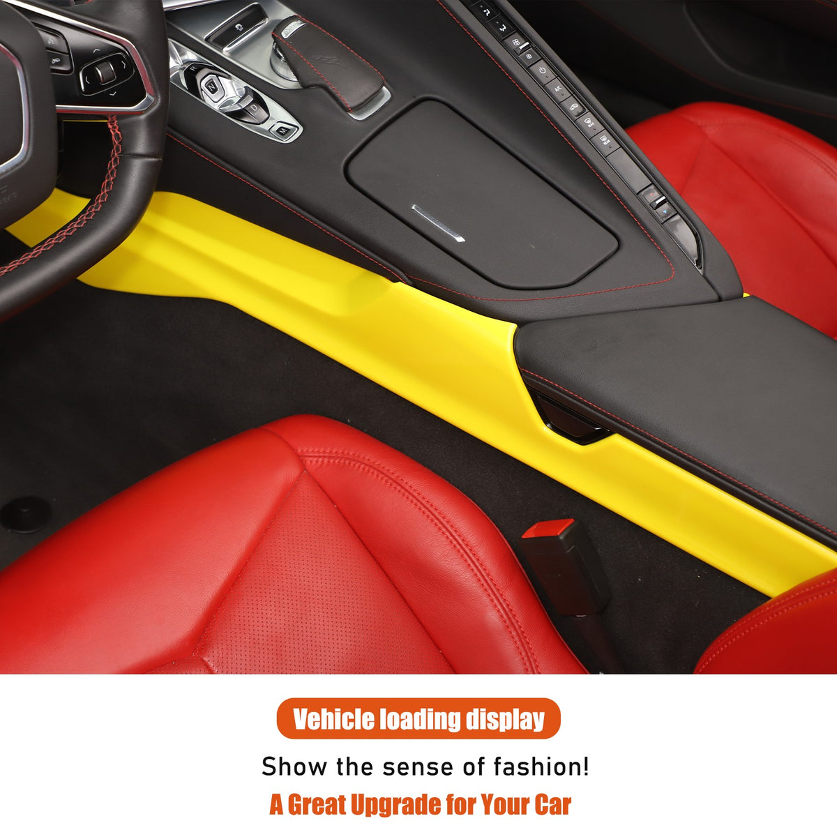 Yellow ABS Center Console Lower Armrest Box Panel Trim For Corvette C8 2020+ 12