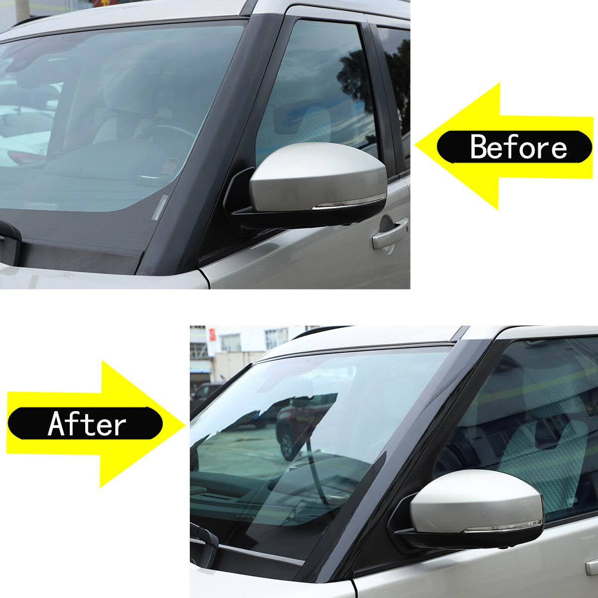 Glossy Piano Black Front Windshield A B Pillar Trim Molding For LR4 L319 2010-16 5