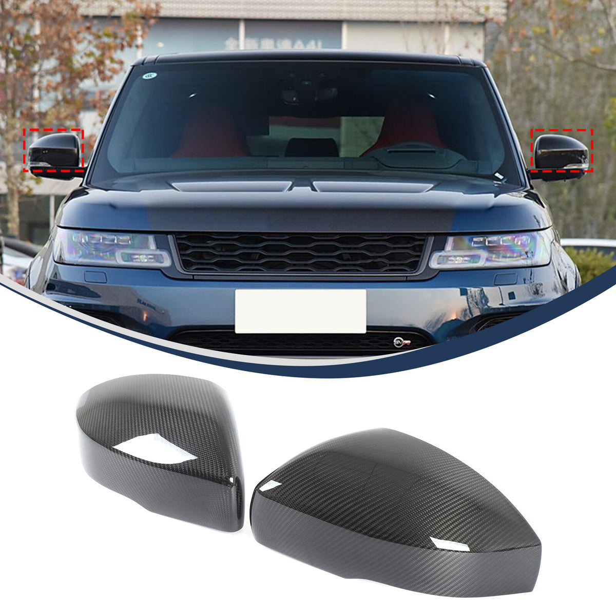 Real Carbon Fiber Outer Rearview Mirror Trim for LR Range Rover Sport L494 14-21 8