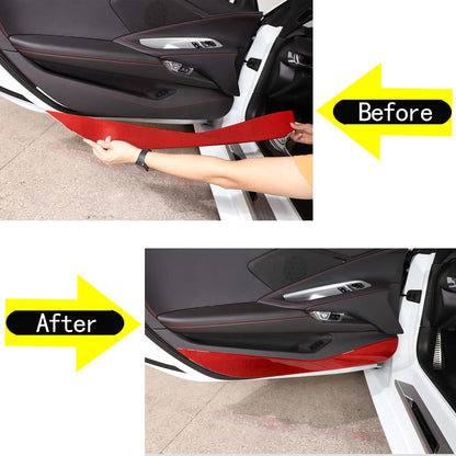 Red Soft Carbon Fiber Interior Decor Trim Kit Cover Set For Corvette C8 20-25 228