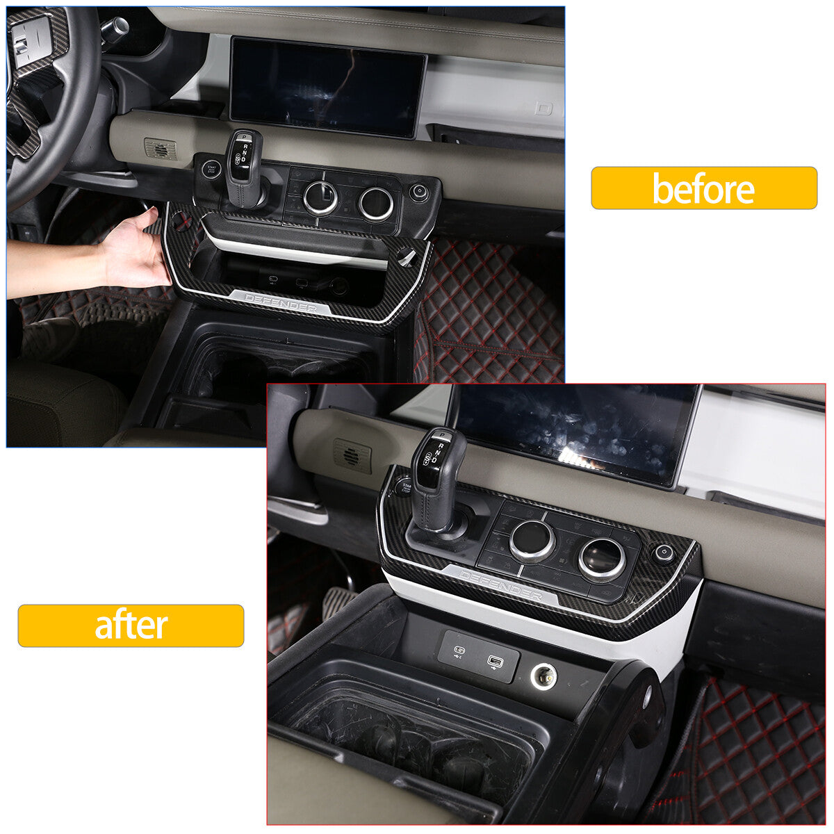 Oak Grain Center Console Gearbox AC Frame For Land Rover Defender 2020-2024 6