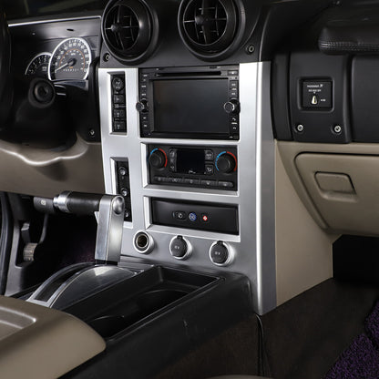 Silver ABS Interior Central Control Frame Cover Trim For Hummer H2 2003-07 4