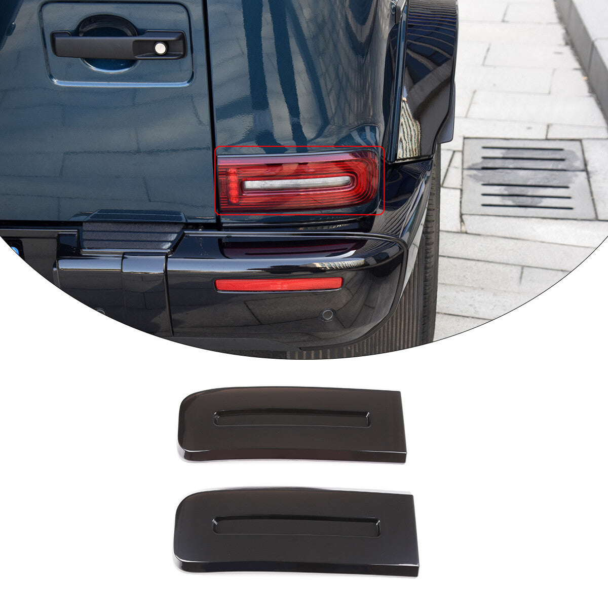 For G-Class W464 G500 G63 2019-2023 Rear Tail Light Lens Cover Trim Smoke black 4