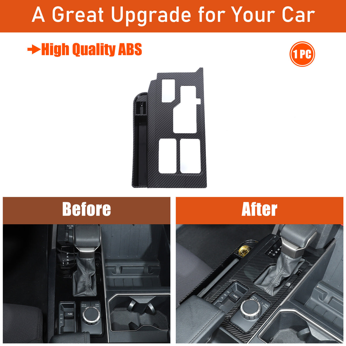 Carbon Center Console Gear Shift Panel Storage Box For Toyota Tundra/Sequoia 22+ 24