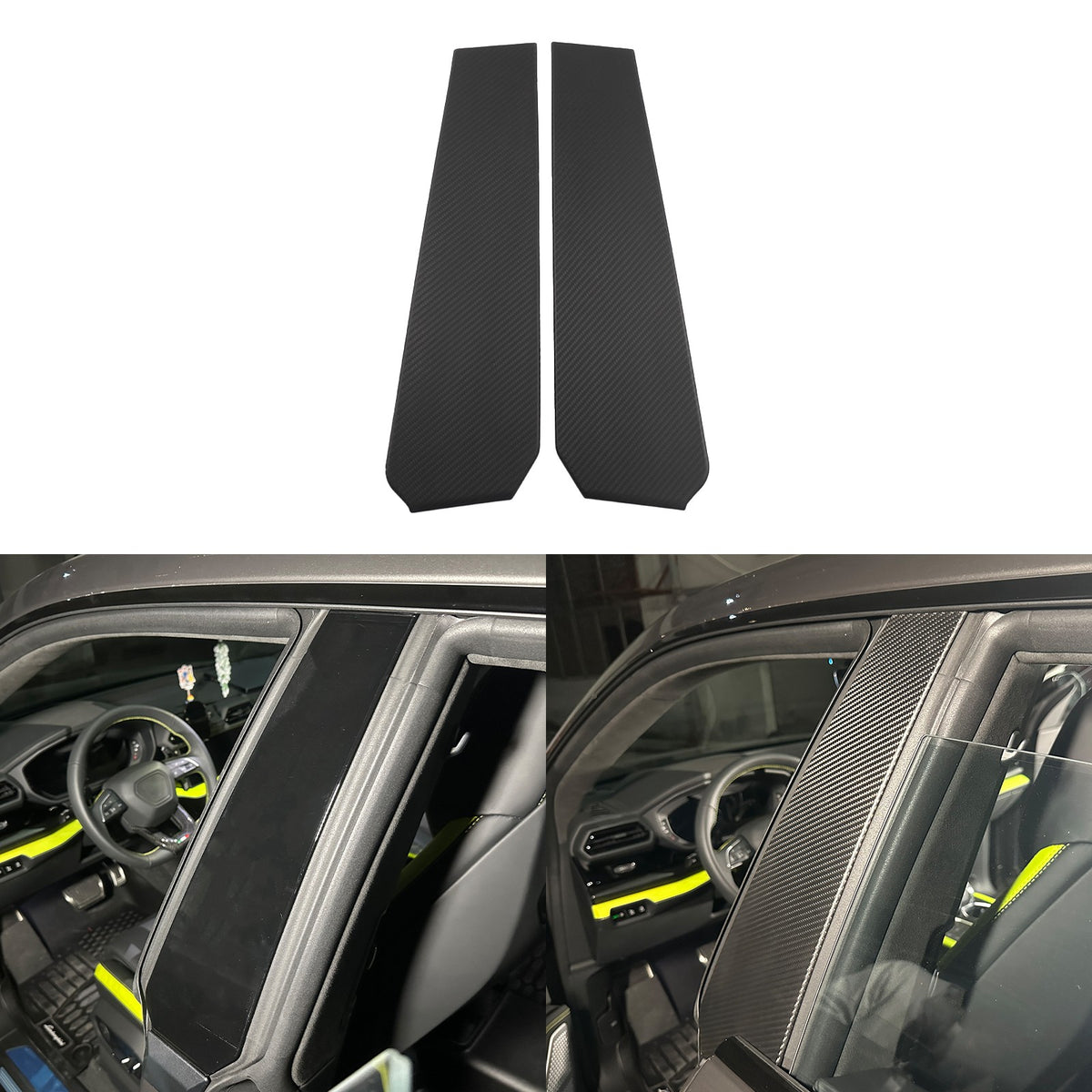 Matte Real Dry Carbon Fiber Windshield B-pillar Trim For Lamborghini URUS 18-23 2