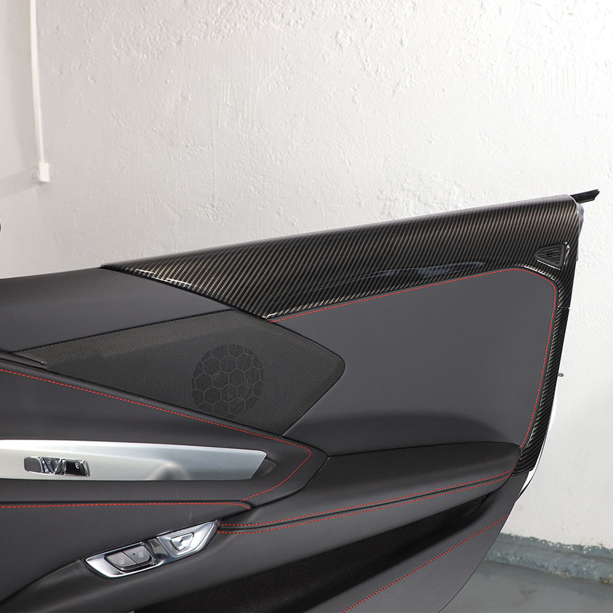 Carbon Fiber Style Inner Interior Door Panel Cover Trim For Corvette C8 20-26 8