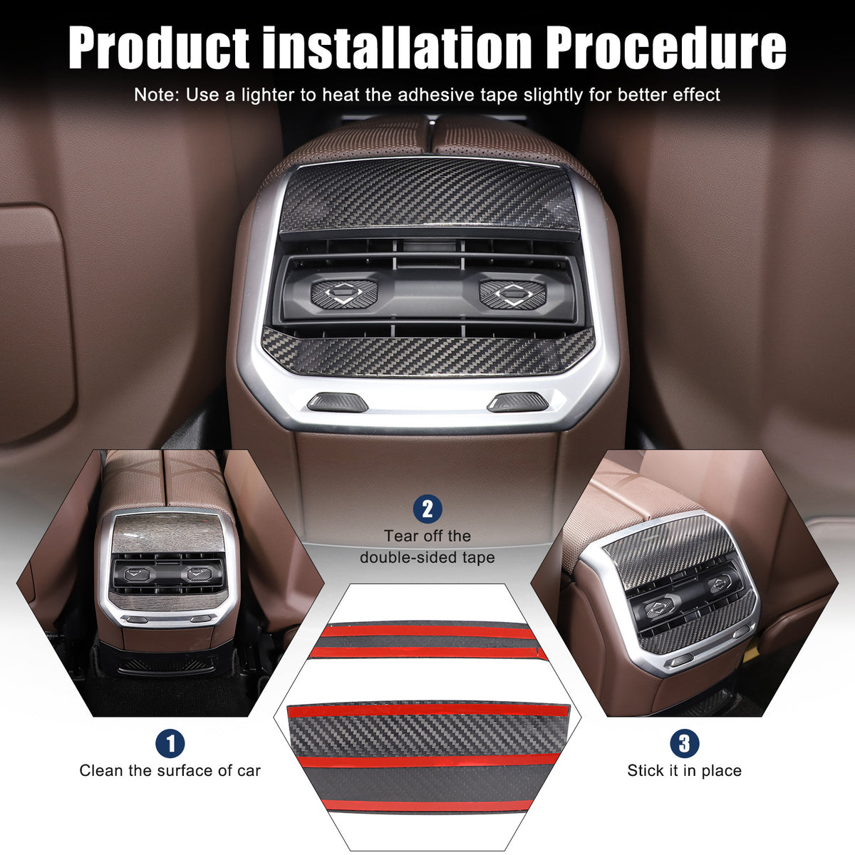 Real Carbon Fiber Rear Air Vent Outlet Cover Trim For BMW 7 Series G70 2023-2024 23
