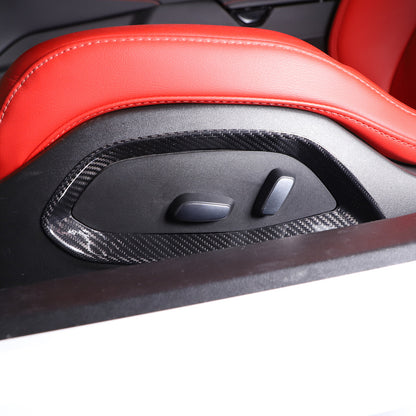 Real Carbon Fiber Seat Adjustment Button Trim Cover For Corvette C8 2020-26 7