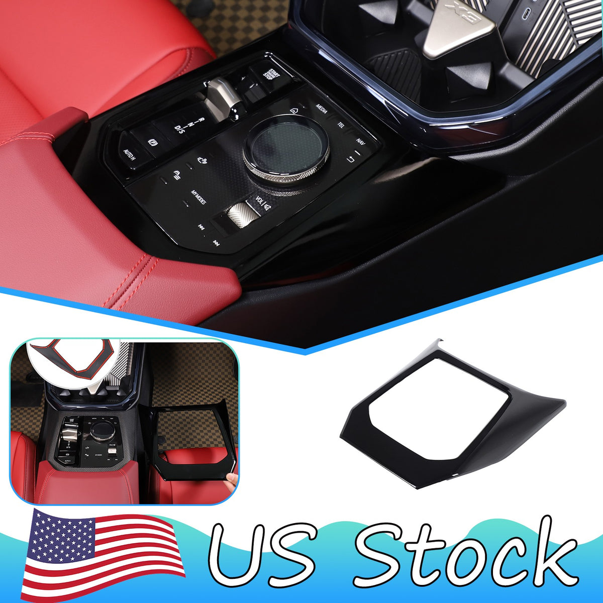 Glossy Piano Center Console Gear Shift Panel Frame Trim For BMW X3 G45 2025+ US 1