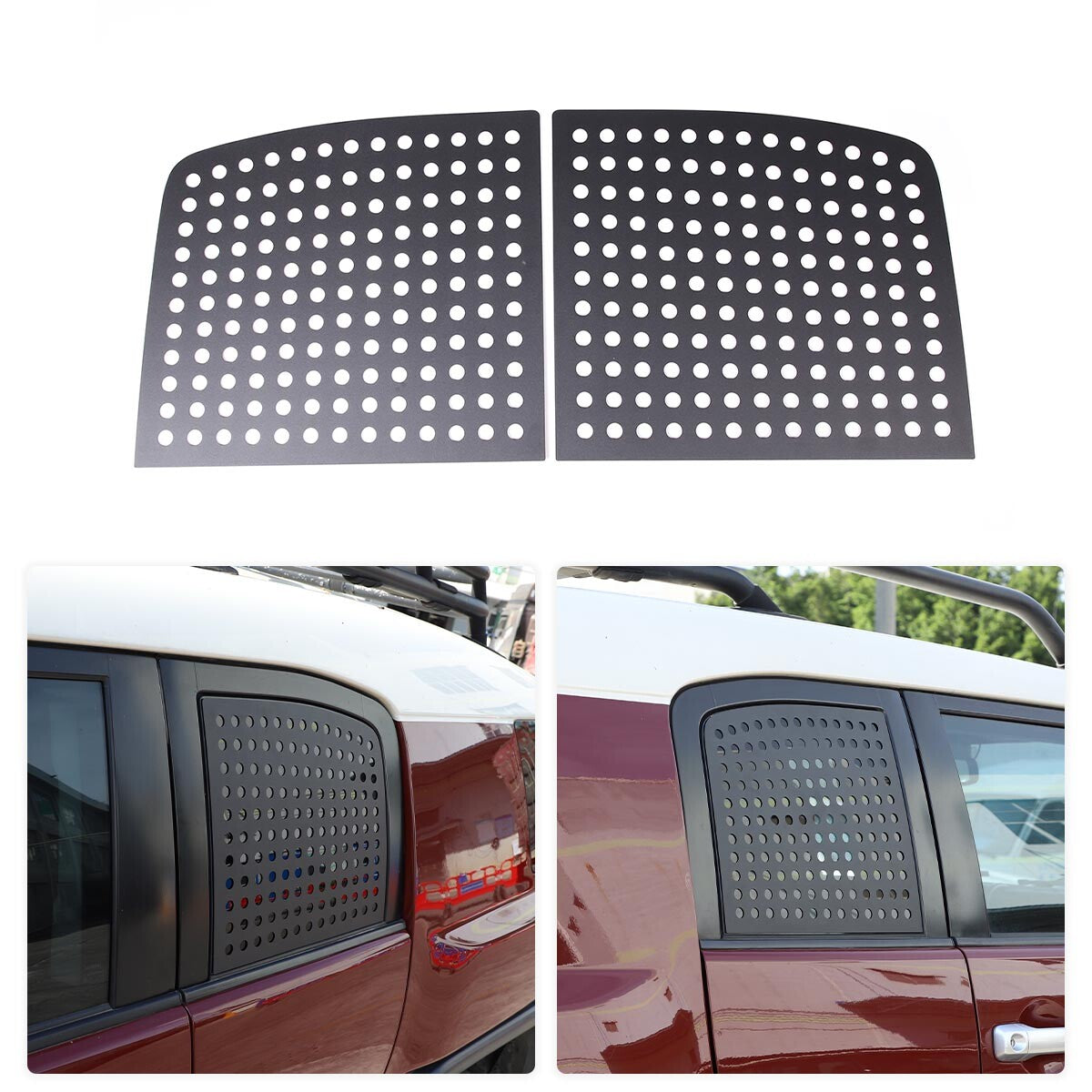 Exterior Quarter Window Panel Trim Alloy Cover Set For FJ Cruiser 2007-2022 4