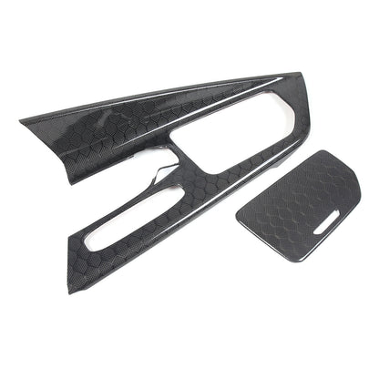 Real Honeycomb Carbon Fiber Center Console Gear Shift Panel Trim For C8 Corvette 2