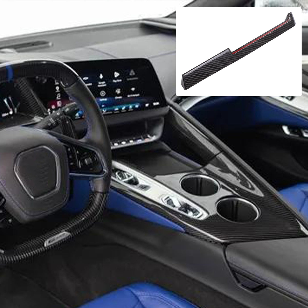 Real Carbon Fiber Dashboard Side Air Vent Strip Trim For Corvette C8 2026+ 18