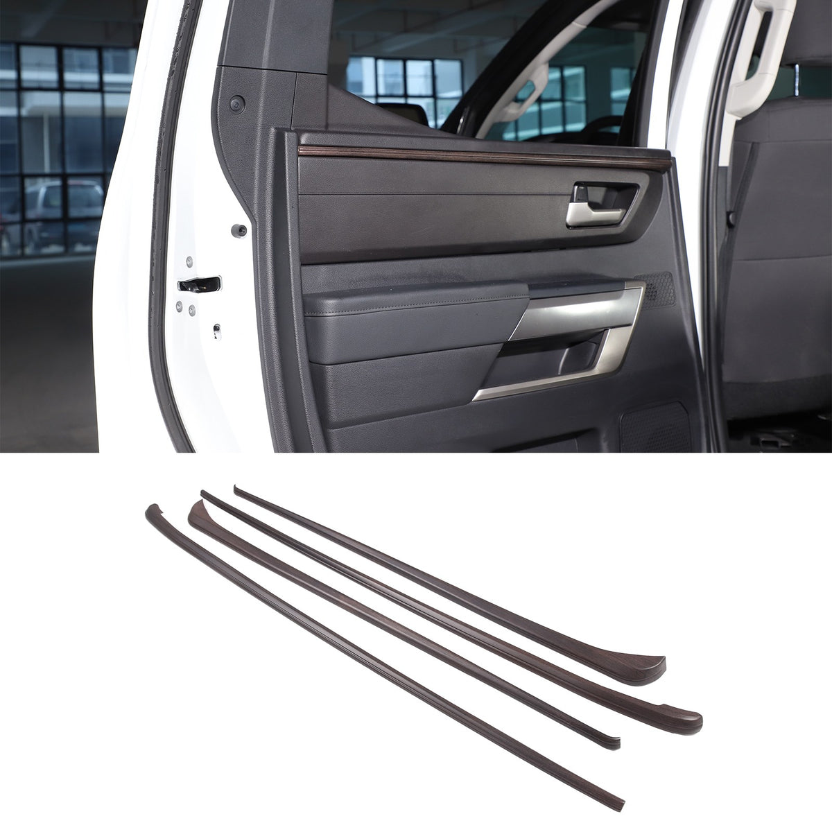Wood Grain ABS Inner Upper Door Panel Trim For Toyota Tundra CrewMax Cab 2022+ 6
