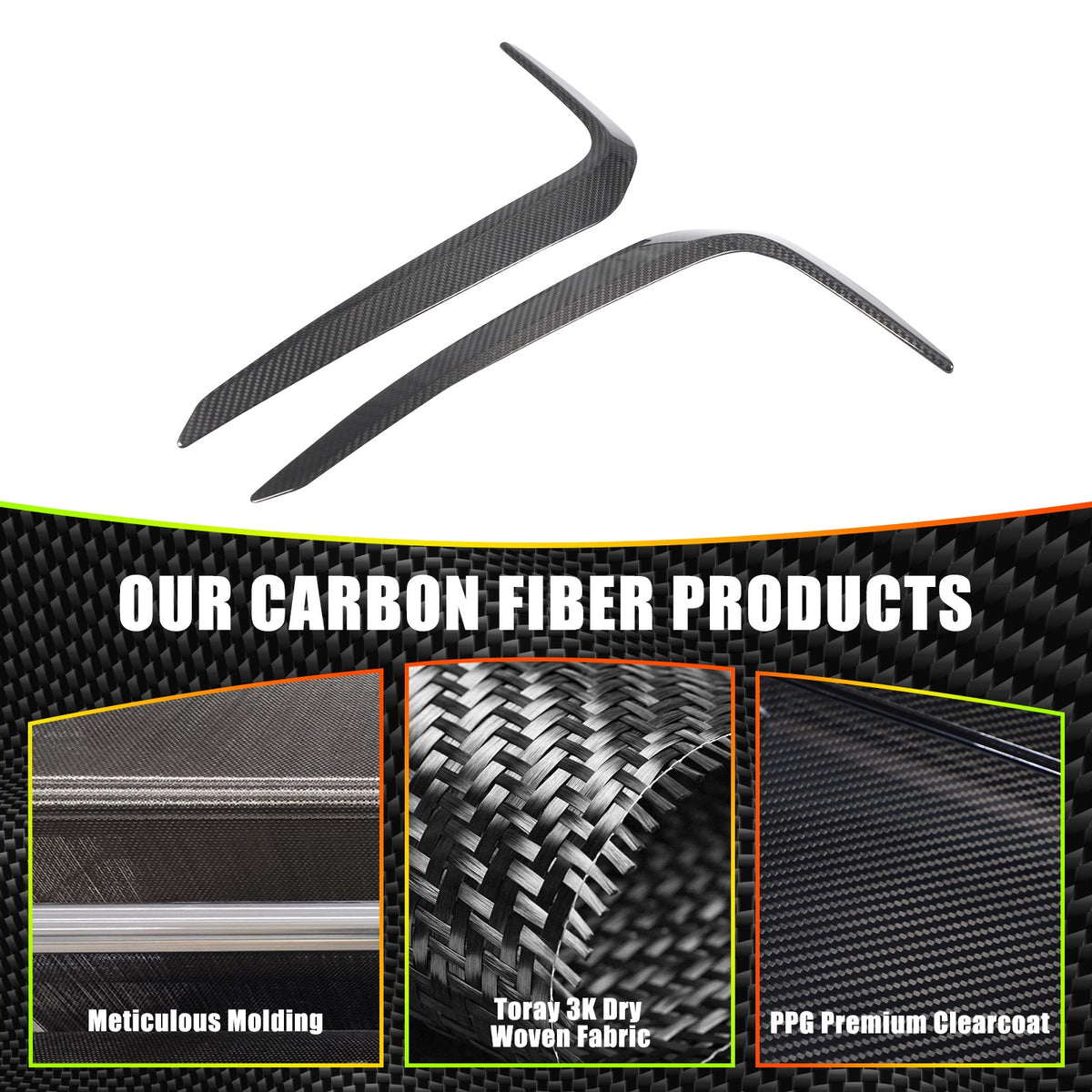 Real Carbon Fiber Front Fog Light Lamp Strip Trim For BMW 5 Series G30 2018-2020 4