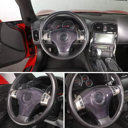 Real Carbon Fiber Center Steering wheel trim cover For Corvette C6 2005-2013 6