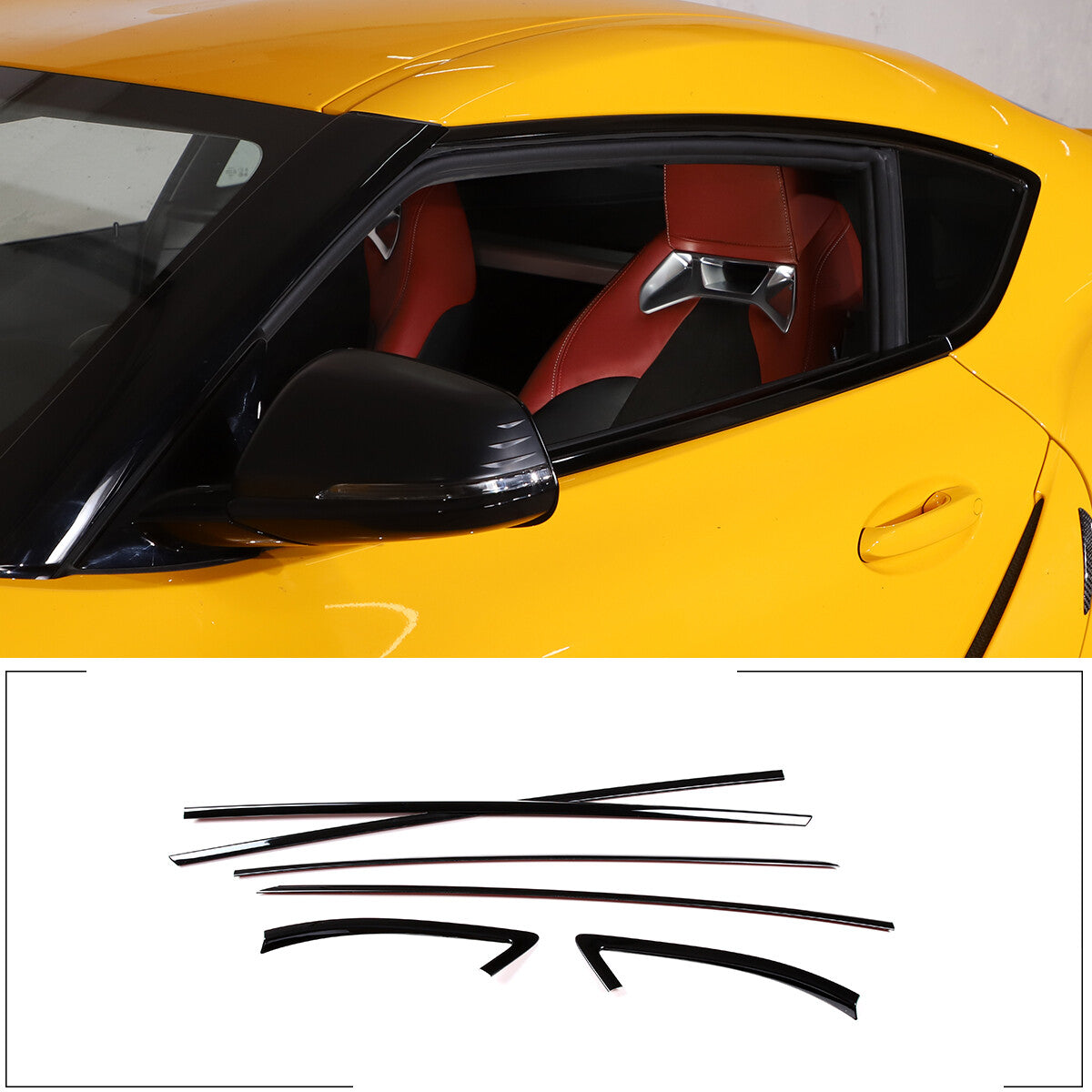 Matte balck Window Frame Trim Cover S. Steel 6 Pcs For Toyota Supra A90 2019-24 1