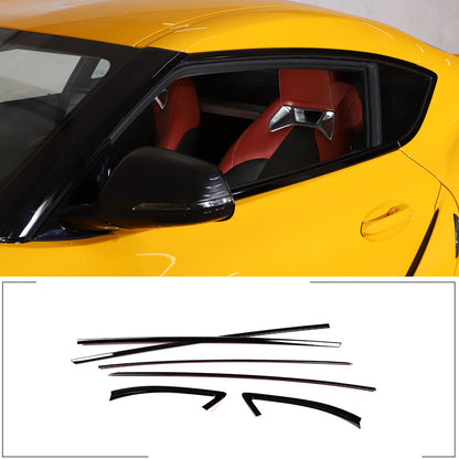 Matte balck Window Frame Trim Cover S. Steel 6 Pcs For Toyota Supra A90 2019-24 1