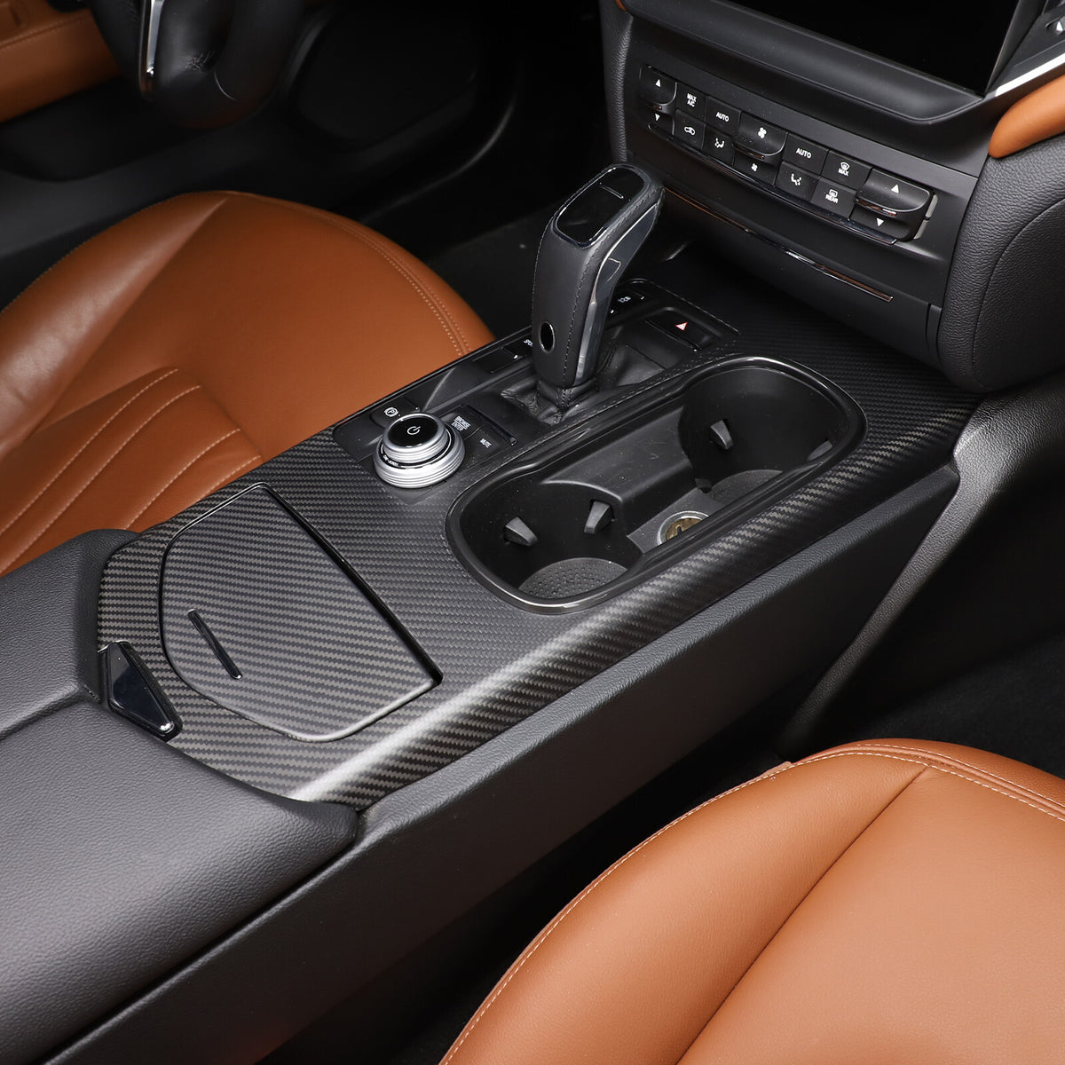 Matte Real Carbon Fiber Center Console Cover Trim For Maserati Ghibli 2017-2023 8