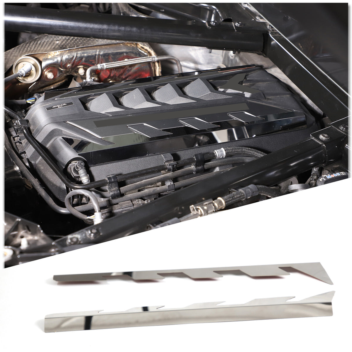 Aluminum Alloy Silver Engine Side Decoration Cover For Corvette C8 2020-2026 10