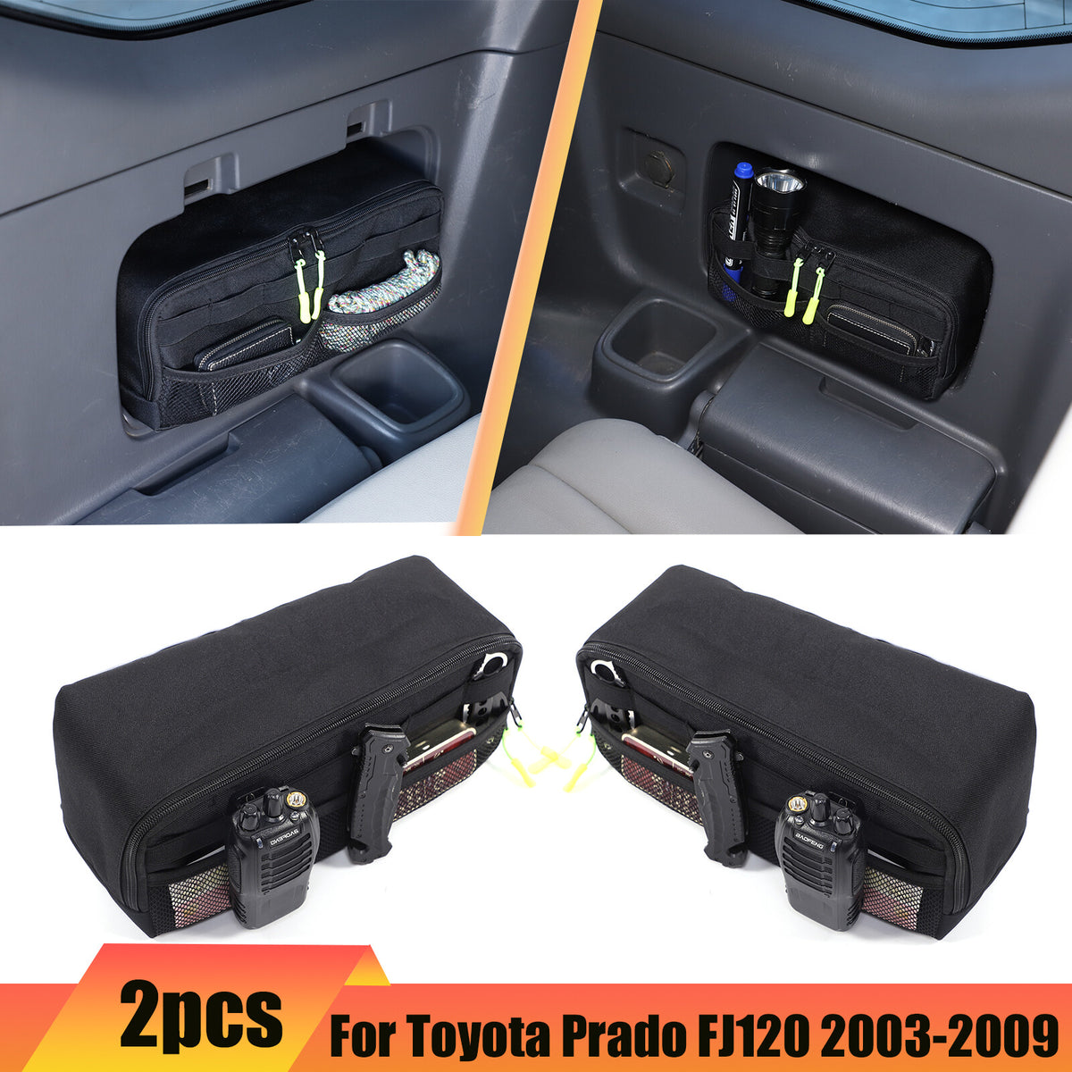 Rear Trunk Left Right Side Storage Bag Organizer For Toyota Prado FJ120 03-09 US 2
