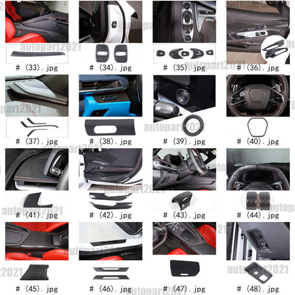Real Dry Carbon Fiber Full Interior Center Set Trim Kit For Corvette C8 20-25 US - Styles 66-67 5