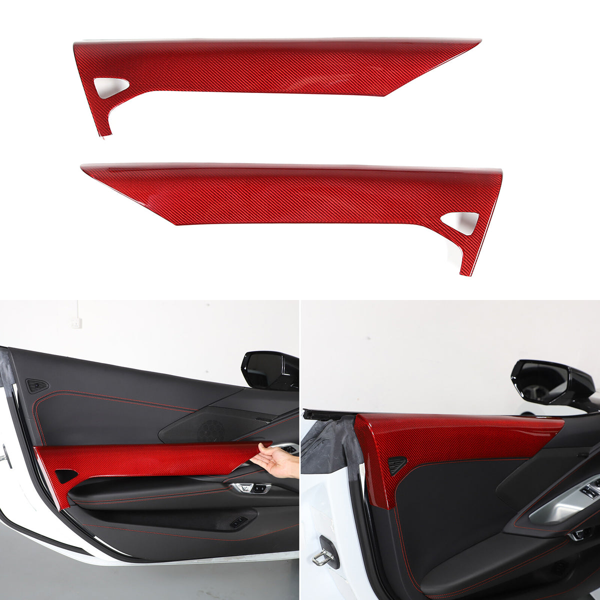 Red Real Carbon Fiber Full Interior Set Decor Trim Kit for Corvette C8 20-25 - Styles 41-45 71