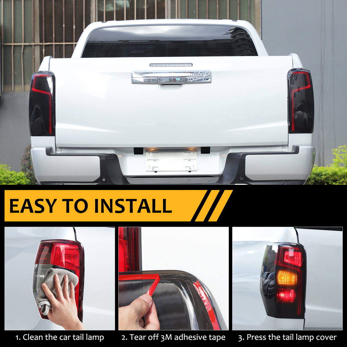 Smoked Black Rear Tail Light Guard Cover Trim Bezels For Mitsubishi L200 2019+ 21